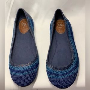The Sak Blue Striped Crochet Woven Loafer Slip On Flat Shoes Sz 9.GUC